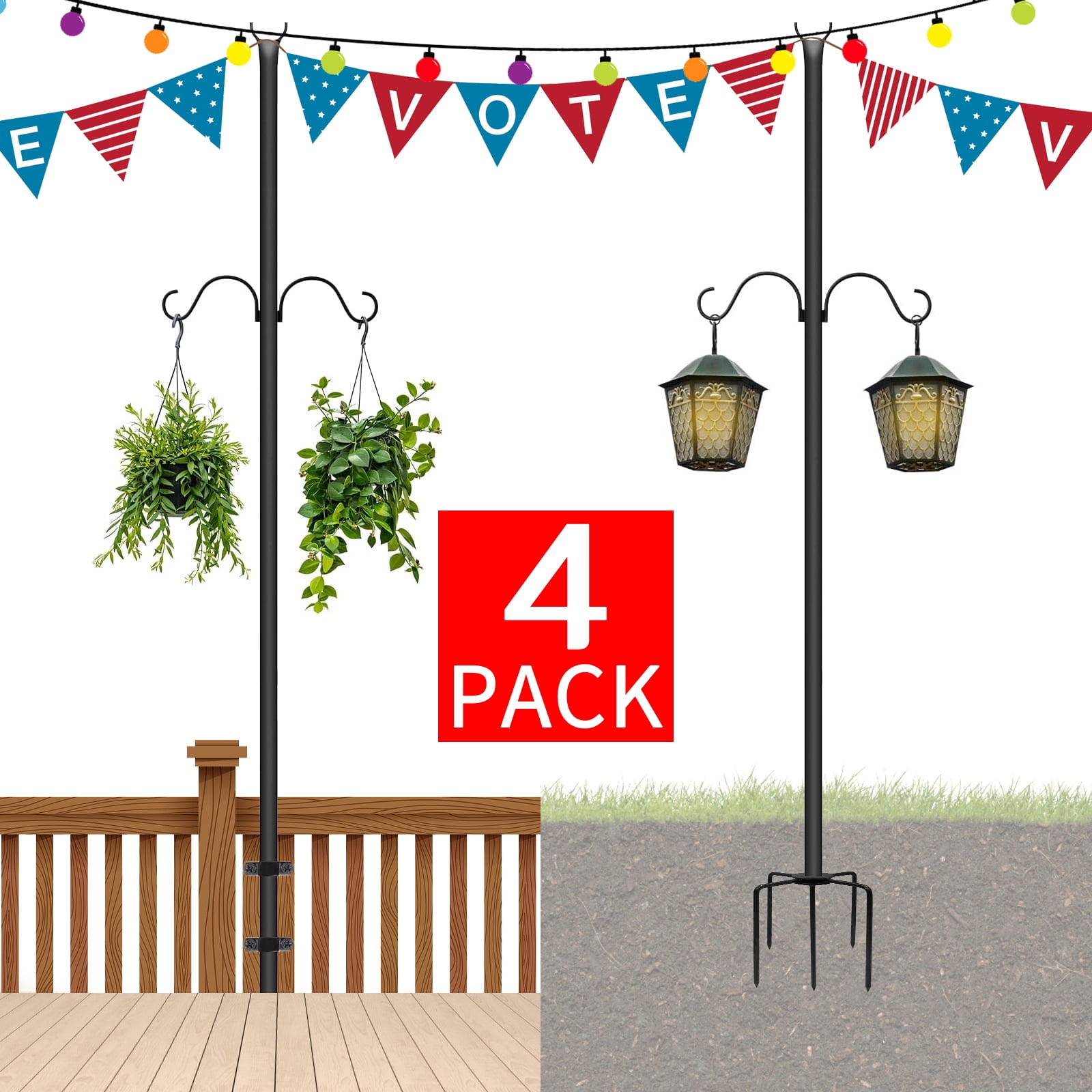 SLSY String Light Poles Pack 9FT Light Poles for Outside String Lights  Hanging Backyard, Garden, Patio, Deck Lighting Stand for Parties, Wedding  (9 FT x 25 mm)