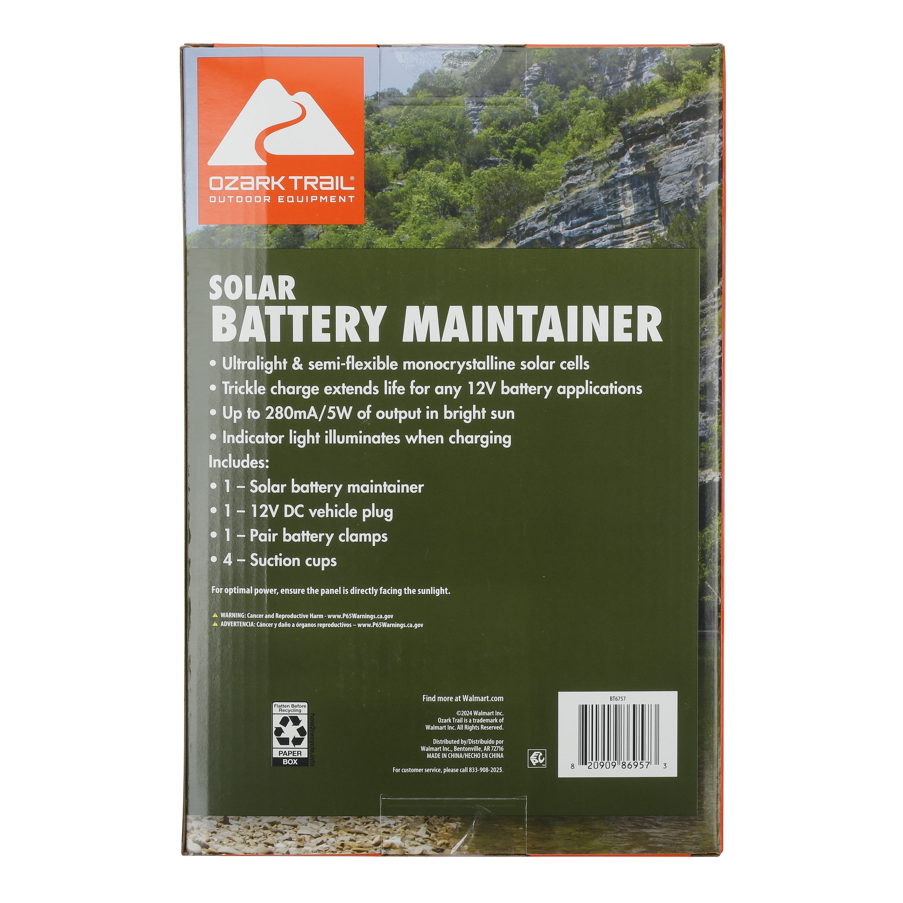 Ozark Trail Solar Boat Battery Maintainer 5W, BT6757