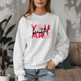 thumbnail image 2 of Women's You Are Beautiful Print Sweatshirt Letter Print Sweatshirt 1 Pcs Graphic Casual Pullover Sweatshirts - Comfortable Crew Neck, Soft Casual Tops, 2 of 5