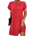 thumbnail image 2 of Vestidos de cuello redondo con estampado floral de manga corta de encaje casual de verano para mujer Fridja  bnh624, 2 of 8