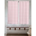 thumbnail image 6 of Bedroom Curtains 63 Inches length, Pink Buffalo Plaid Window Treatment Curtain Drapes, Farmhouse Pink White Checkered Rod Pocket Curtain Panels for Living Room Kitchen, 42"x63", 2 Panels, 6 of 7