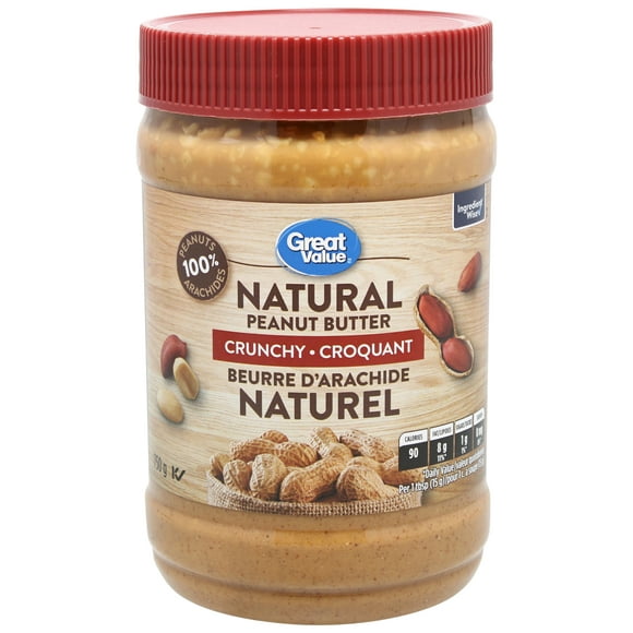 Great Value Crunchy Natural Peanut Butter, 750 g