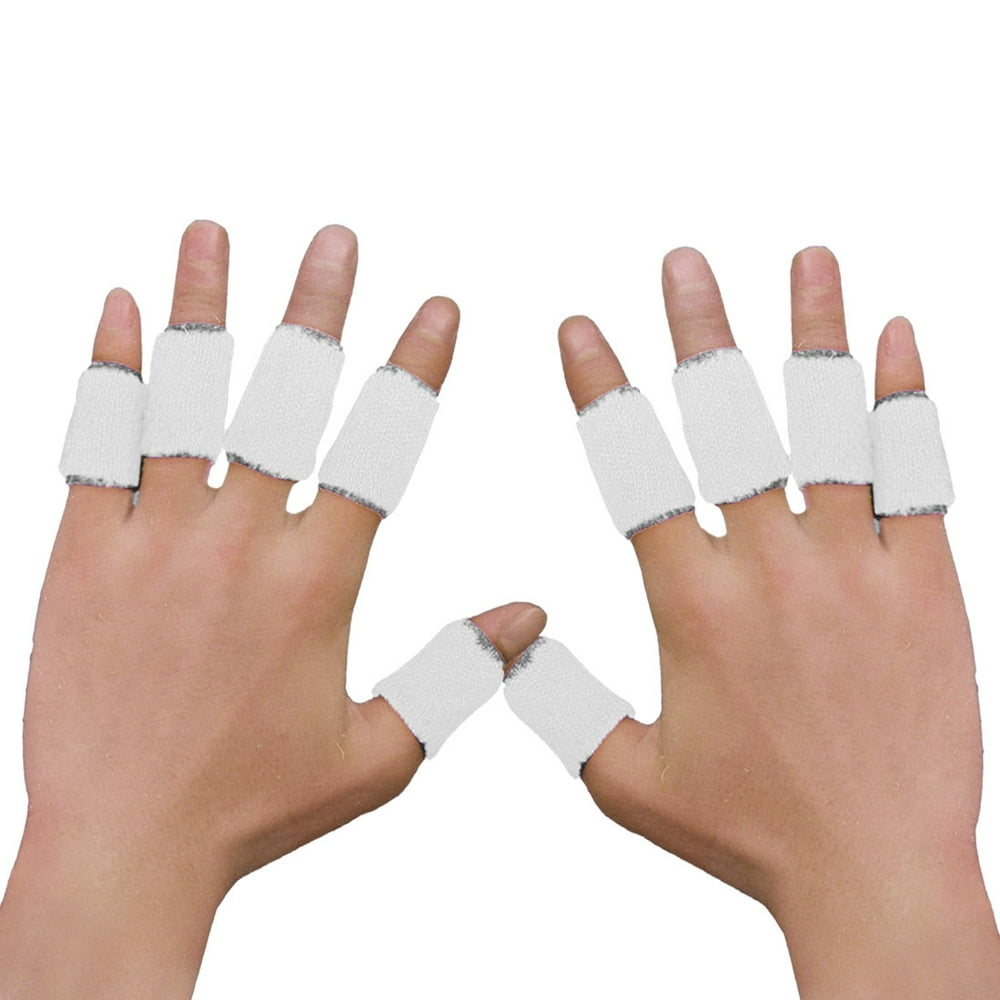 Unique Bargains 10Pcs White Sports Gear Comfort Basketball Finger Sleeves Protector for