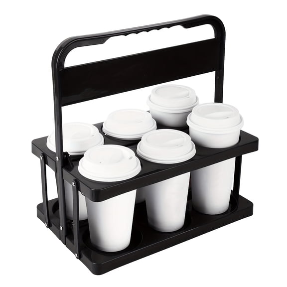 Heavy-Duty Foldable 6 Cup Drink Holder And Drink Carriers for Cups - Christmas & New Year Party Essential, Commercial-Grade Beverage Holder with Handle, Compatible with Grubhub