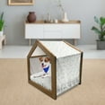 thumbnail image 3 of Stars Pet House, Simplistic Hand Drawn Stars and Circles on Doodle Background, Outdoor & Indoor Portable Dog Kennel with Pillow and Cover, 5 Sizes, Earth Yellow Blue Grey, by Ambesonne, 3 of 5