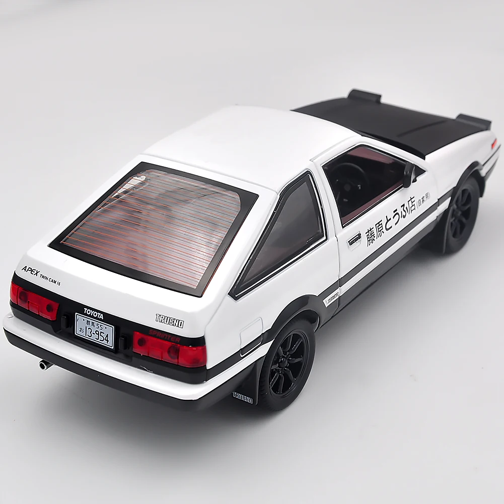 The 1:32 scale is suitable for Toyota AE86 alloy die-cast car models, equipped with openable doors, lights, sound and spring-back function. Boys' toy cars, children's birthday gift toy cars.