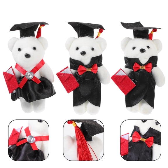 LEORX 3 Pcs Plush Doll Bouquet Foam Assorted Color for Graduation Graduates