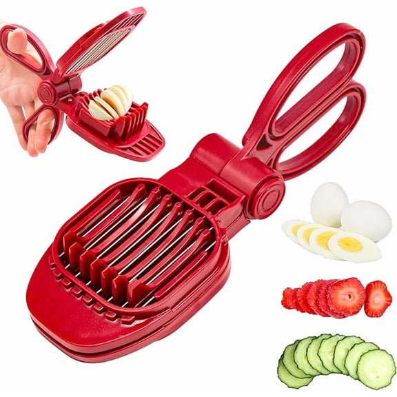 Fruit Slicer, Handheld Egg Slicer Dicer, Hard Boiled Egg Cutter, Strawberry & Kiwi Slicer, Stainless Steel Kitchen Gadget, Rapid Slicing for Soft Fruit, Bananas, Mushrooms & Cucumbers