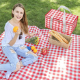 thumbnail image 7 of Insulated Bag Picnic Basket Bags Beach Bag Foldable Cooler Bag Reusable with Zippered Top-for Warm or Cold Picnic Red, 7 of 7