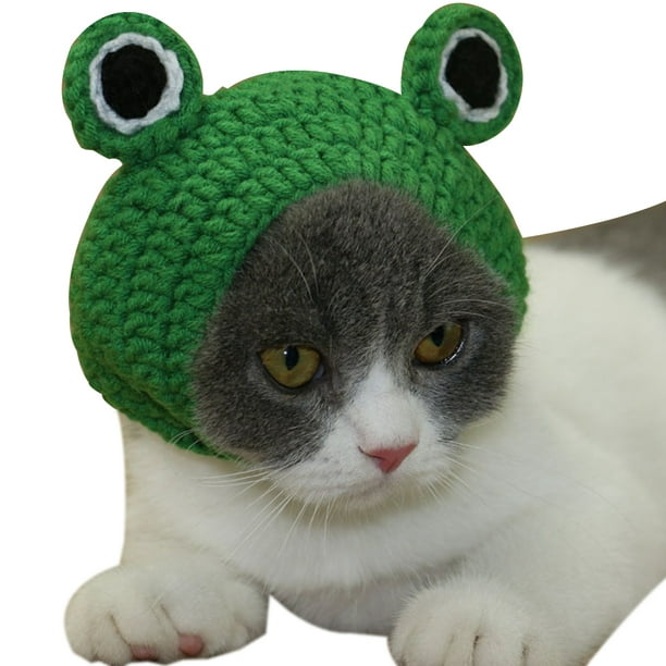 Cat Costume Hat Cute Frog Knitting Wool Cat Hat Pet Costume Hat for Holiday  