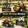 thumbnail image 5 of East doll 24V Powered Ride on Dump Truck, Caterpillar Licensed 2 Seater Ride on Toy for Big Kids, 24 Ride ons for Ages 3-8, Ride on Car with Dump Bed, Remote Control, Shovel, 4×100W, Yellow, 5 of 11