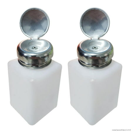 

2 Lot Makeup Remover Push Down Press Bottle Acetone Pump Dispenser Leakproof .
