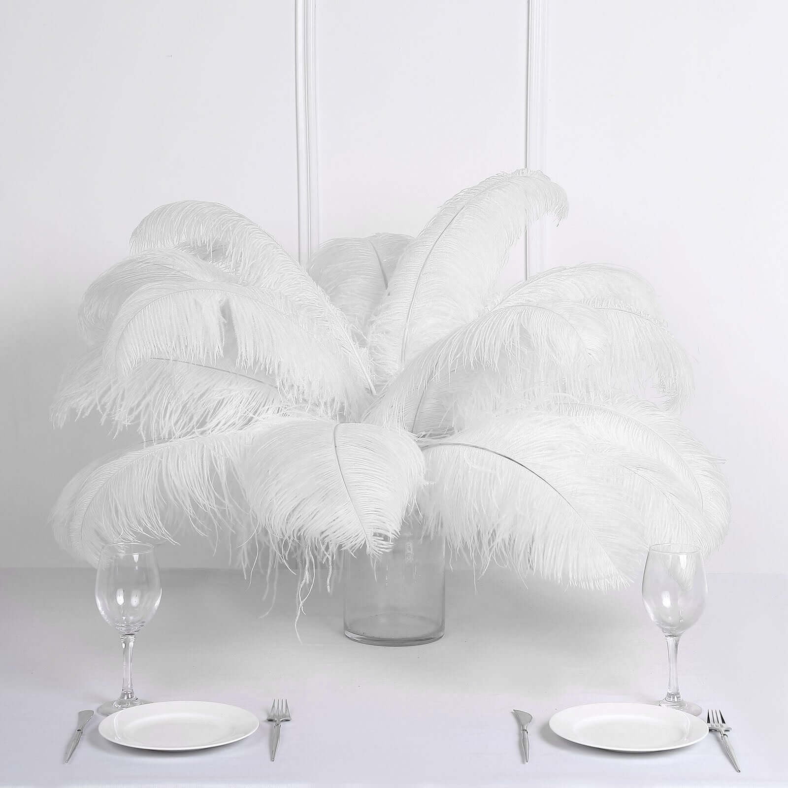 Efavormart 12 RARE 24"-26" Ostrich Plume Feathers For Wedding Birthday Party Dance Banquet Event Decoration - White