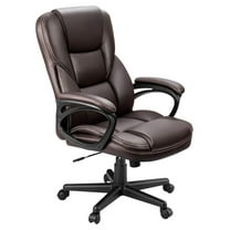 Office Executive Chair High Back Adjustable Managerial Home Desk Chair, Swivel Computer PU Leather Chair with Lumbar Support (Brown)