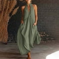 thumbnail image 3 of Favoffer Women's Deep V Neck Jumpsuit Sleeveless Loose Wide Leg Side Pocket Casual One Piece Outfit Fashion Daily Bottom for Party Indoor Leisure, 3 of 5