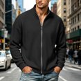 thumbnail image 7 of UDAUDU Men's Full Zipper Cardigan Sweater Casual Stand Collar Cardigan Corduroy Sweatshirt Long Sleeve Sweater Black 2XL, 7 of 7