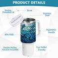 thumbnail image 3 of 40 oz Tumbler with Handle and Straw Lid Shark Swimming in Fish Schools Insulated Vacuum Water Bottle Stainless Steel Travel Cup, 3 of 8