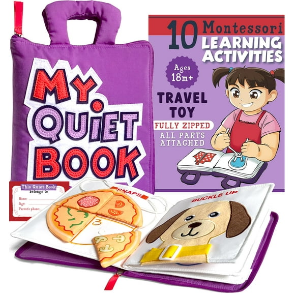 My Quiet Book - Juguetes Montessori para niños de 1 a 3 años con 10 actividades Libro ocupado Niños pequeños 1 3 Juguetes de viaje para niños pequeños de 2 años 4 juguetes para niñas y niños de 2 años