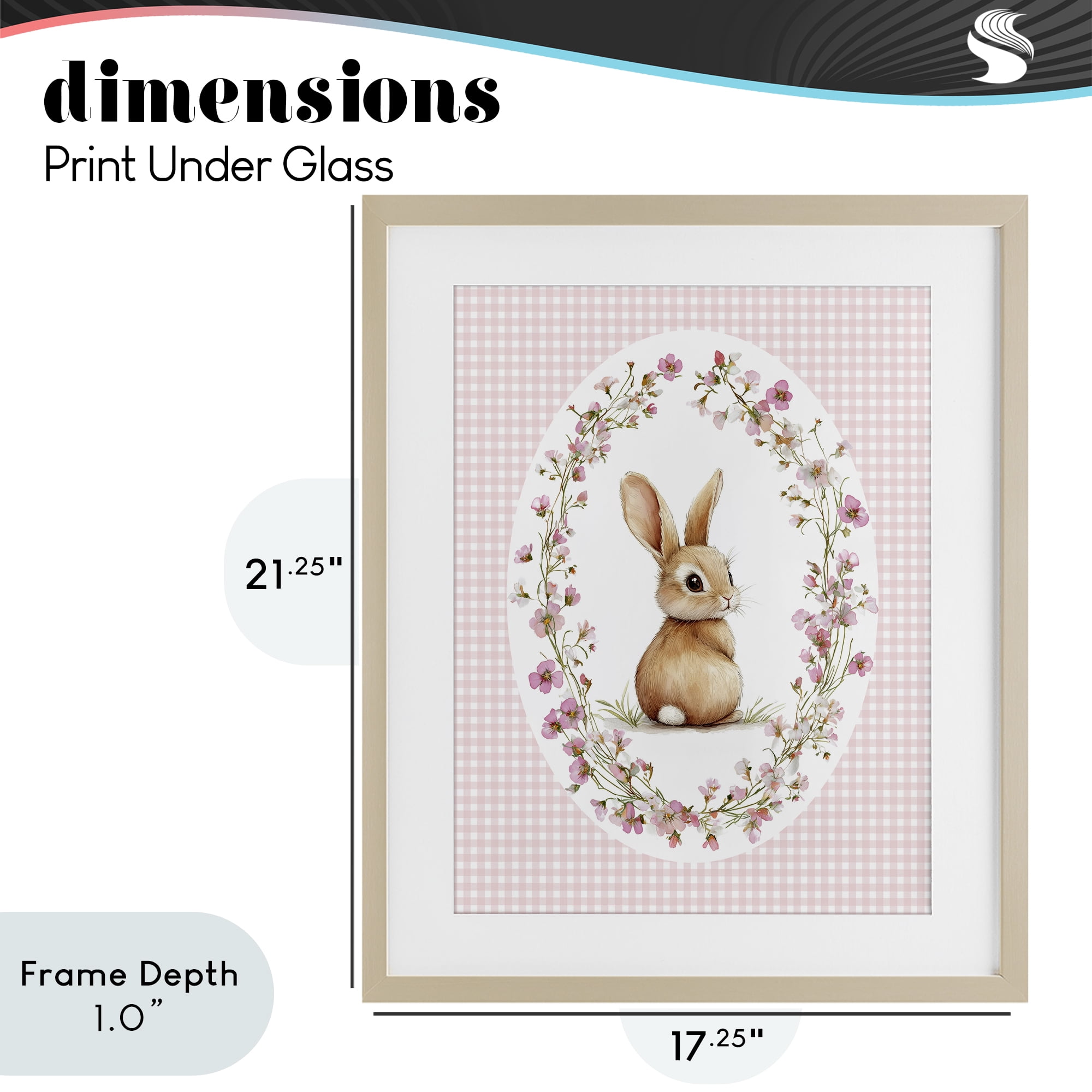Stupell Industries Spring Gingham Rabbit Birch Framed Print Under Glass, design by Christine Simpson Art