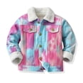 thumbnail image 2 of Zpanxa Girls Jean Jacket Kids Tie Dye Sherpa Lined Distressed Denim Jacket Girls Lapel Button Down Casual Jean Coat, 2 of 4