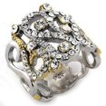 thumbnail image 1 of Gold & Rhodium 925 Sterling Silver Ring with AAA Grade CZ, Clear - Size 7, 1 of 1