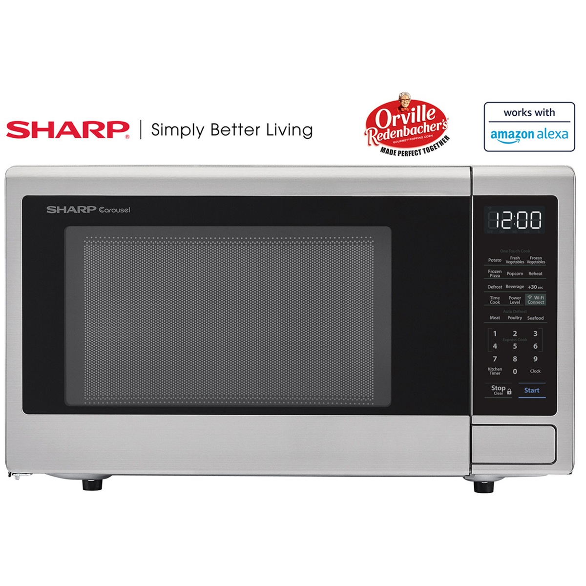 1.1 cu. ft. 1000W Sharp Stainless Steel Smart Carousel Countertop Microwave Oven (SMC1139FS) - image 4 of 10