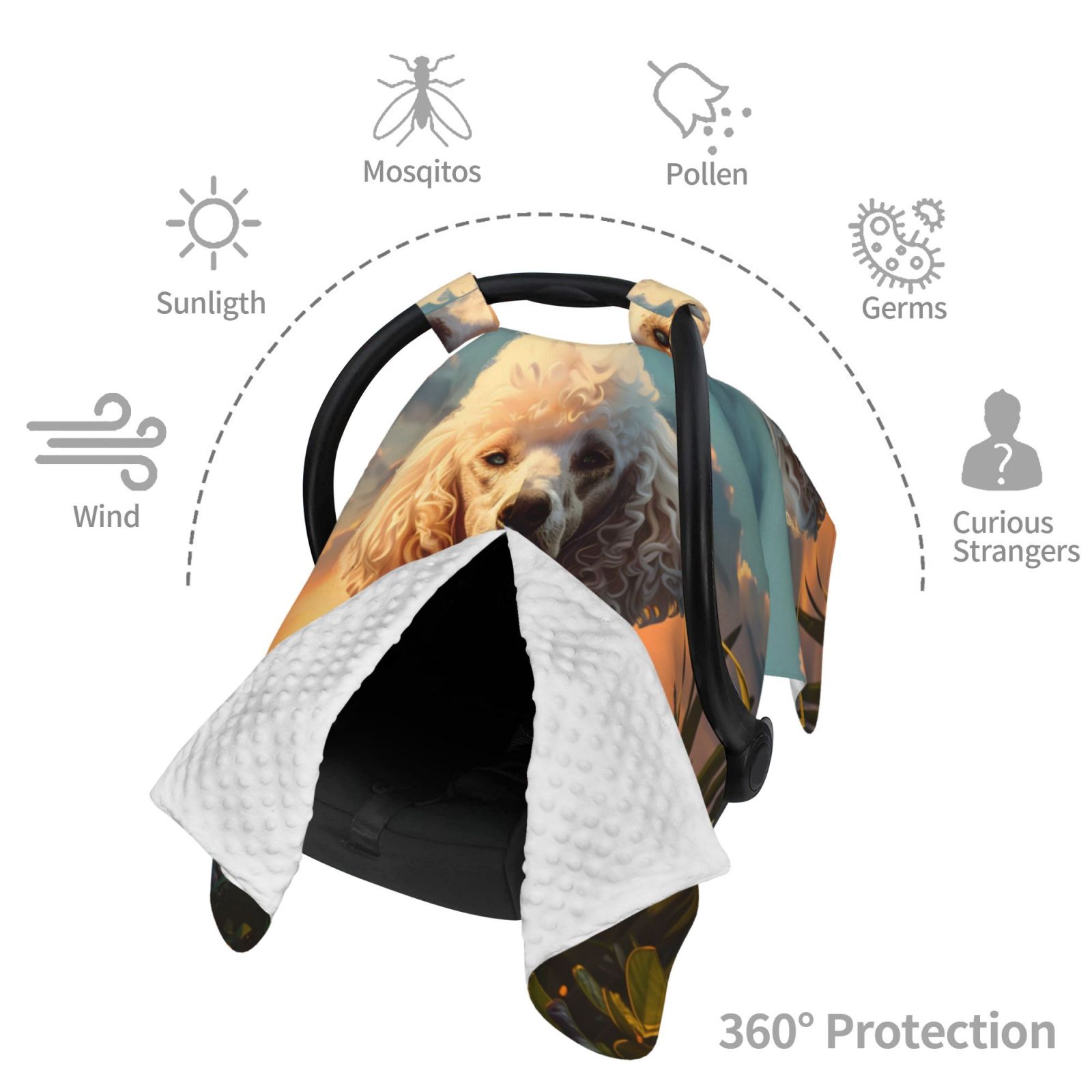 Car Seat Cover Baby - Flower Field Poodle Breathable Infant Car Seat Cover for Baby Carseat, Lightweight Comfort Baby Essentials Must Haves Newborn Stuff for Girl Boy