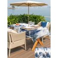 thumbnail image 4 of Outdoor Tablecloth with Umbrella Hole and Zipper, Blue Christmas Rectangle Table Cloth 60x120 Inch Waterproof Tablecloth, Snowman Eucalyptus Leaves Snowflake Wooden Picnic Table Cover for Patio, 4 of 7