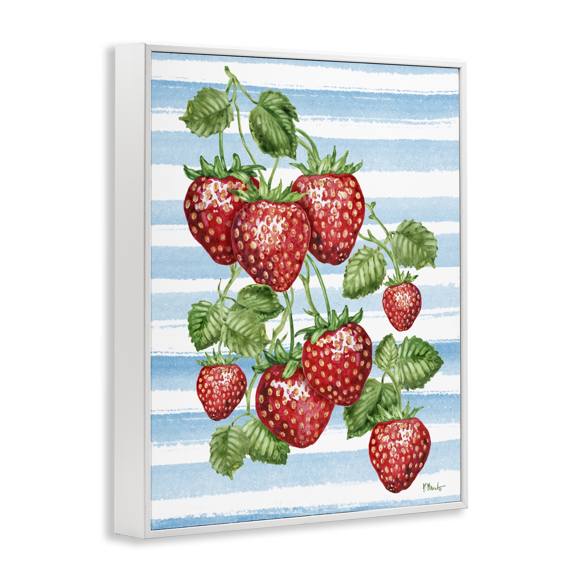 Stupell Industries Juicy Strawberry Vine White Framed Giclee Art, design by Paul Brent