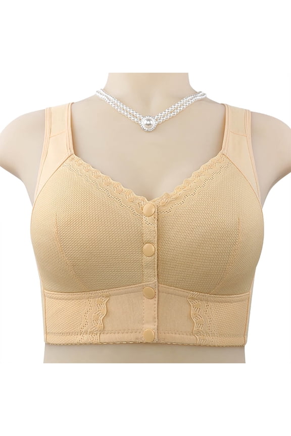 Beige Women's Bra, Moona Bra For Senior Front Closure Breathable Bra For Seniors Wirefree Bras For Older Women,Women's Bra 58
