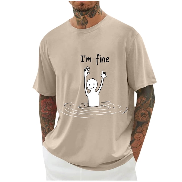 Chemise à Manches Courtes Col Rond pour Hommes, Haut de Mode Décontracté Imprimé, Mélange 95 % Polyester 5 % Spandex, Tissu Doux Respirant, pour Usage Quotidien en Extérieur, Saison Printemps Été