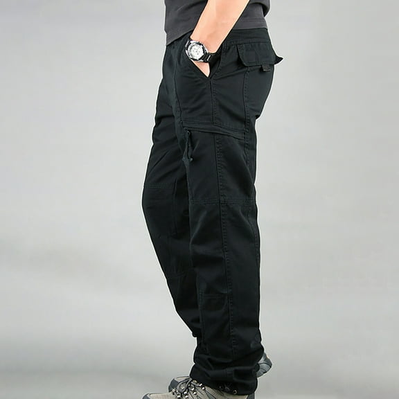 Herrnalise Men's Joggers Cargo Pants Cargo Pants Slim Multi Pocket Straight Trousers Outdoor Sports Overalls Pants Ripped Denim Pants for Men For Black,2XL