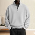 thumbnail image 2 of Blekii Men's Fleece Lined Quarter Zip Sweatshirt, Thickened Stand Collar Pullover Top, Solid Color Warm Layer for Winter, Soft Plush Interior, Casual Sporty Design, Ideal for Cold, 2 of 5