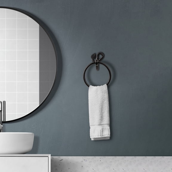 Nature Inspired Wall Mounted Forged Iron Towel Ring
