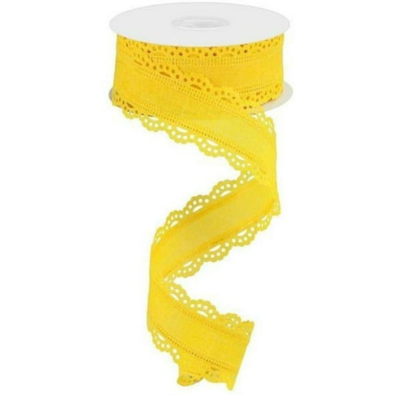 1.5" Scalloped Edge Ribbon: Sun Yellow (10 Yard)