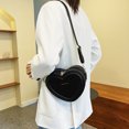 thumbnail image 2 of Bolso de moda para mujer Bolso de corazón para mujer Bolsos de mano Bolso de cuero PU (Negro), 2 of 7