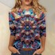 thumbnail image 1 of Sentuca - Camisetas para mujer, manga 3/4, cuello redondo, estilo bohemio, holgadas, con gráficos, color naranja, talla XL, 1 of 5