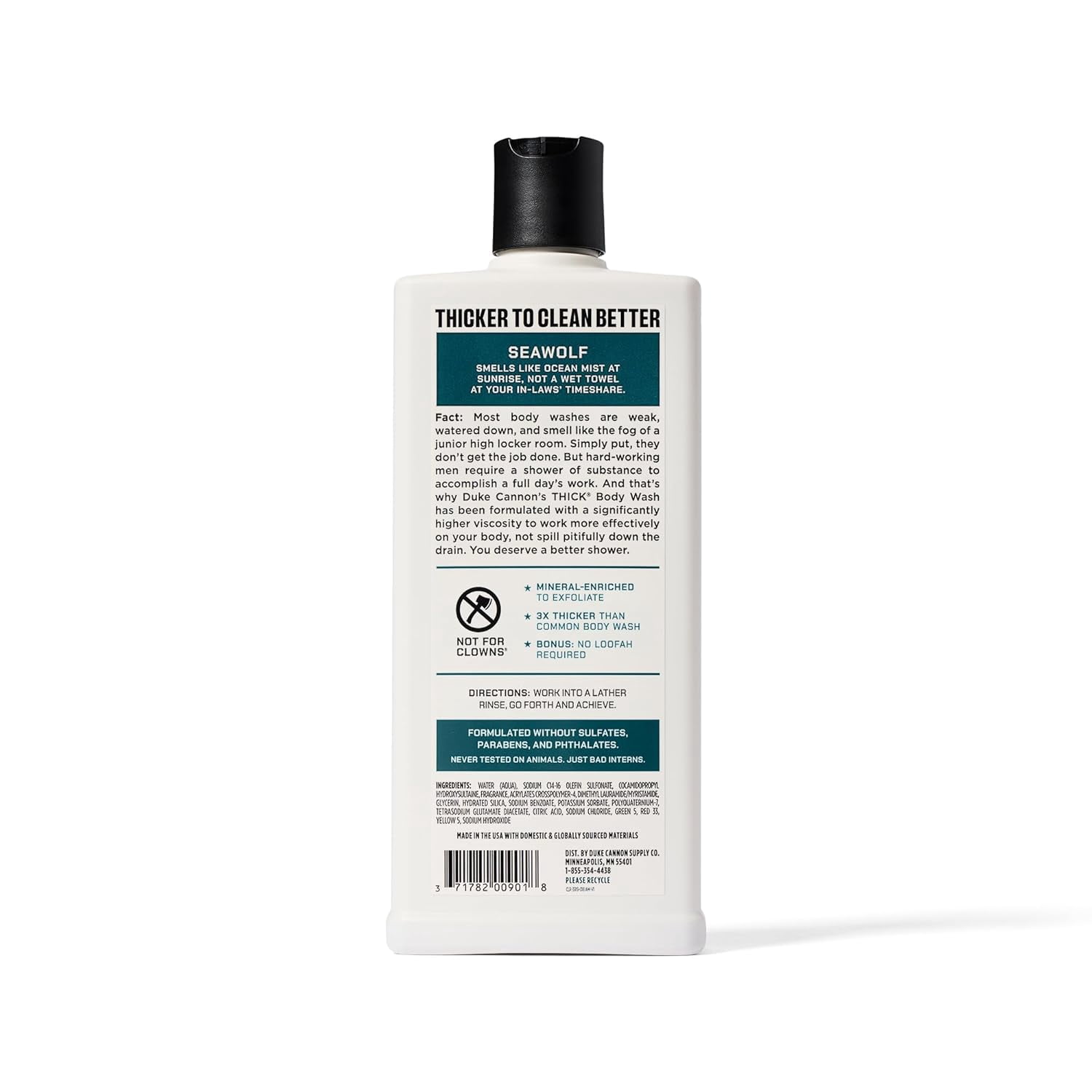 (6 pack) Duke Cannon Supply Co. Thick High Viscosity Body Wash – 3X Thicker, Plant-Based, Mineral-Enriched for Men – Shower Gel – Men’s Body Scrub – Seawolf (18 oz)