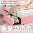 thumbnail image 4 of LED Bed Frame with Wavy Bookcase Headboard & 2 Drawers, Boucle Upholstered Platform, Storage Design, No Box Spring Needed, 4 of 7