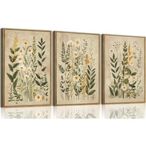 FCCUYE 3 Piece Flower Market Canvas Wall Art|d,Boho Floral Wall Art,Abstract Botanical Wall Decor,Green Wildflower Modern Minimalist Paintings For Living Room Bedroom Bathroom 12x16in