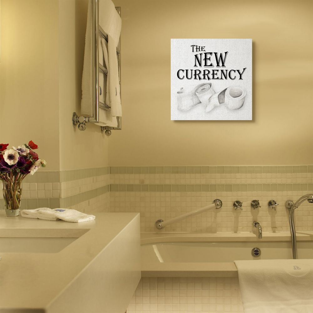 Stupell Industries The New Currency Phrase Bathroom Toilet Paper Quote Canvas Wall Art Design by Gail Green Licensing and Design Limited, 24" x 24"