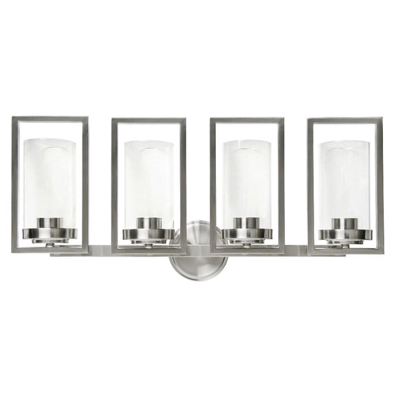 F15004-80-Sunset Lighting-Prestige - 4 Light Wall Sconce   Bright Satin Nickel Finish with Clear Glass
