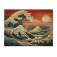 thumbnail image 3 of Designart "The Red Great Wave A Masterpiece from Kanagawa V" Nautical & Beach Print on Natural Pine Wood, 3 of 5