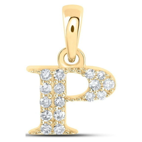10k Yellow Gold 1/10 CTW Natural Diamond Initial "P" Pendant 0.42 Grams