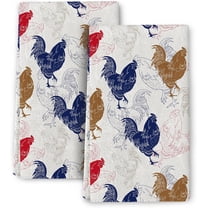 Rooster Chicken Kitchen Towel Set of 2 Soft Absorbent Decorative Hand Towels Farmhouse Kitchen Decor Tea Towels Farmhouse Dish Towels for Kitchen Drying Bathroom Holiday Home Decor 16"x24"