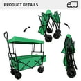 thumbnail image 3 of Folding Outdoor Utility Wagon with 7'' All-Terrain PVC Wheels, Portable Beach Trolley with Double-Layer Oxford Cloth, Collapsible Garden Cart with Extra Canopy and Pocket for Camping, 3 of 9