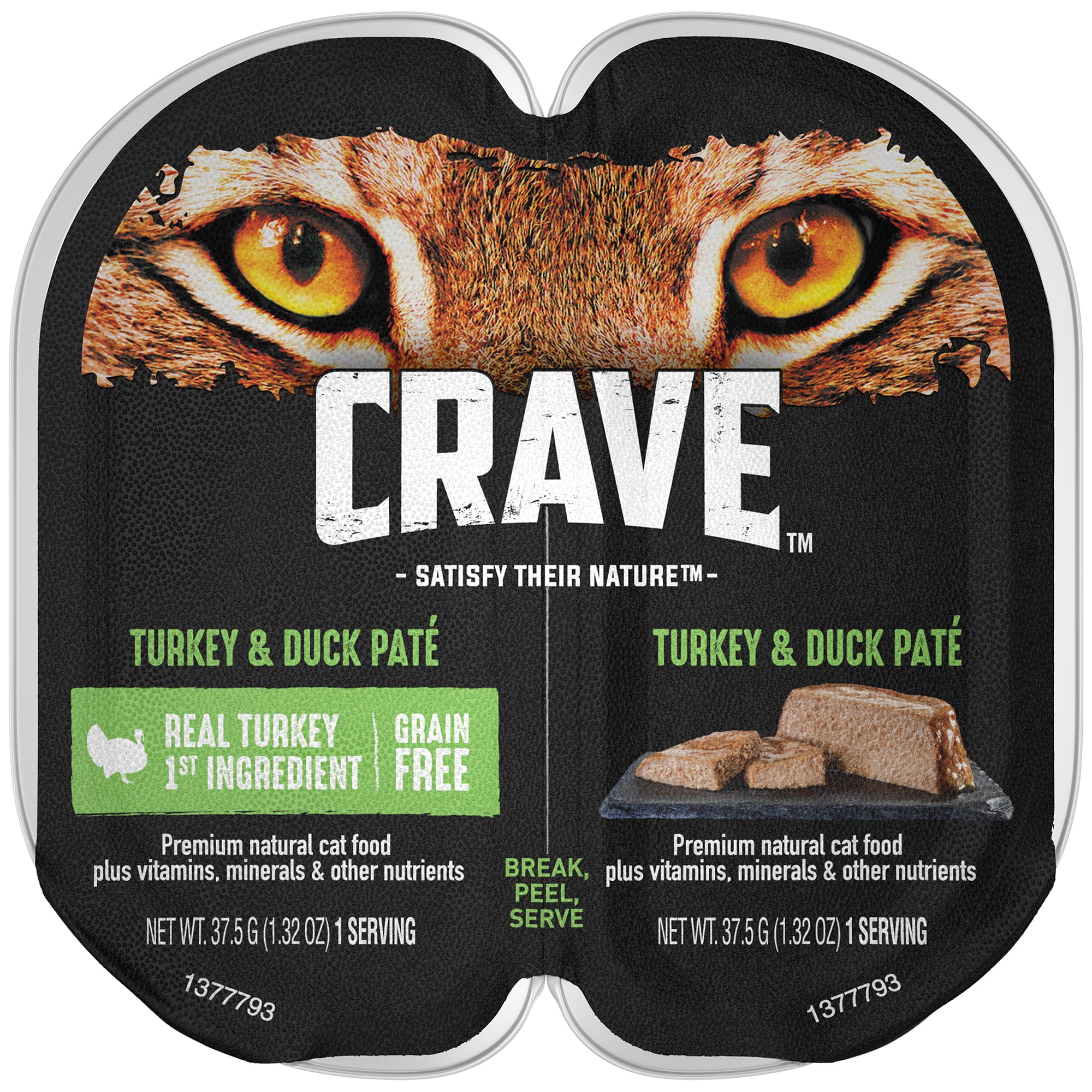 CRAVE Grain Free Adult High Protein Wet Cat Food Pate Turkey & Duck, 2.