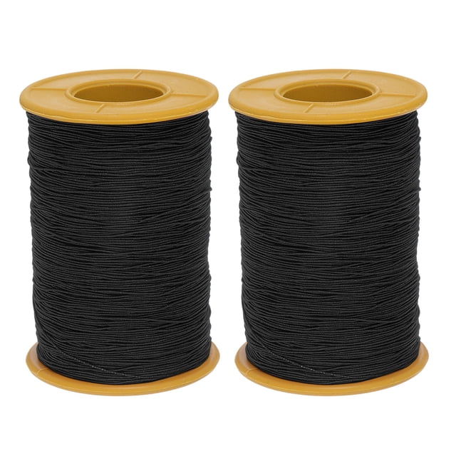 Hilo elástico Uxcell de 2 piezas 547 Yardas 0.5mm Grosor Hilo de látex para coser a mano, recogiendo, Negro