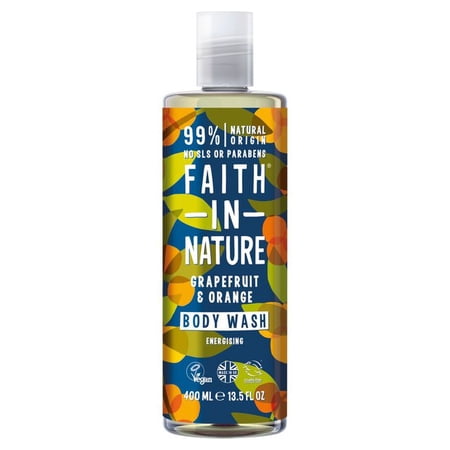 Faith in Nature Grapefruit & Orange Body Wash 400ml - European Version NOT North American Variety - Imported from United Kingdom by Sentogo - SOLD AS A 2 PACK