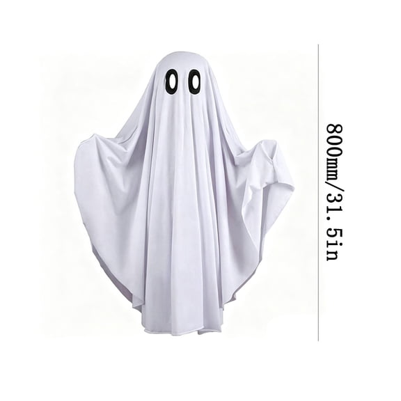 Dxssxc Halloween Ghost Cloak Costume 31.50-57.48in with Pumpkin Bag, White Sheet Cape, for Adults Little Ones Party Dress Up